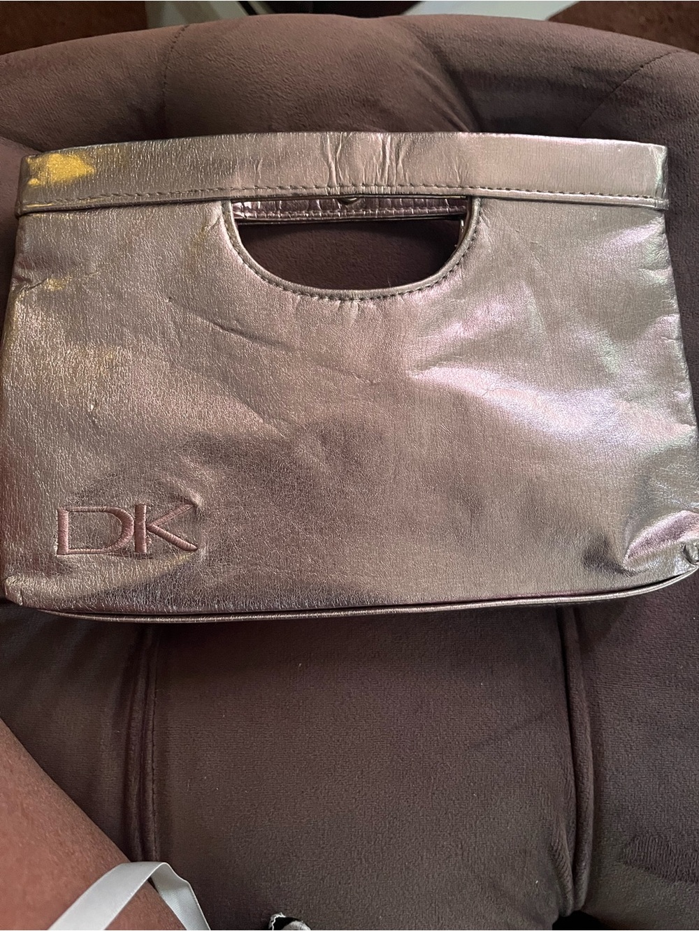 Donna Karan Metallic Pewter Fold-Over Clutch